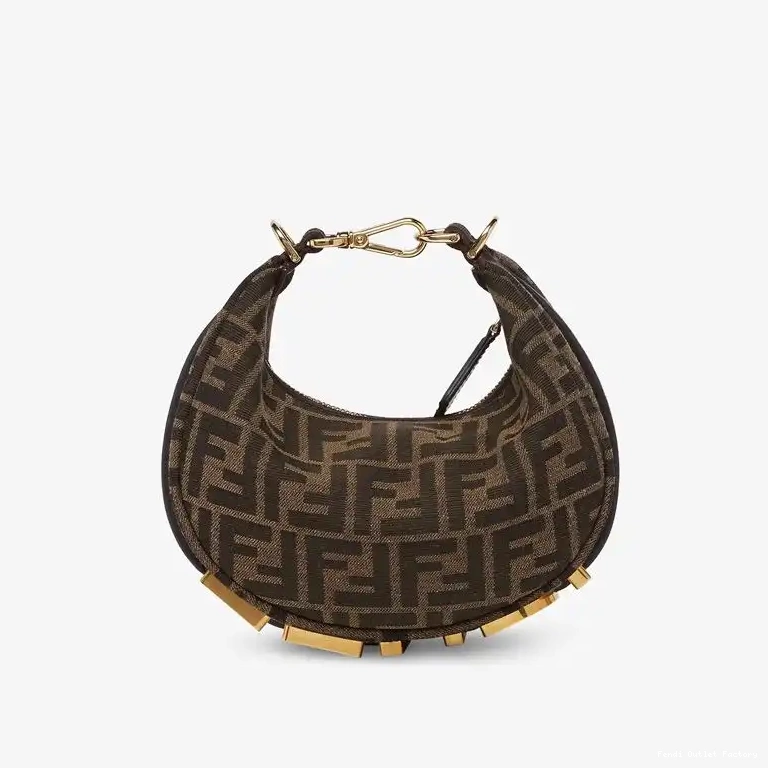 Affordable HOT Motif In Bag Hobo Fendi FF Fabric Fendigraphy Mini Brown 0415